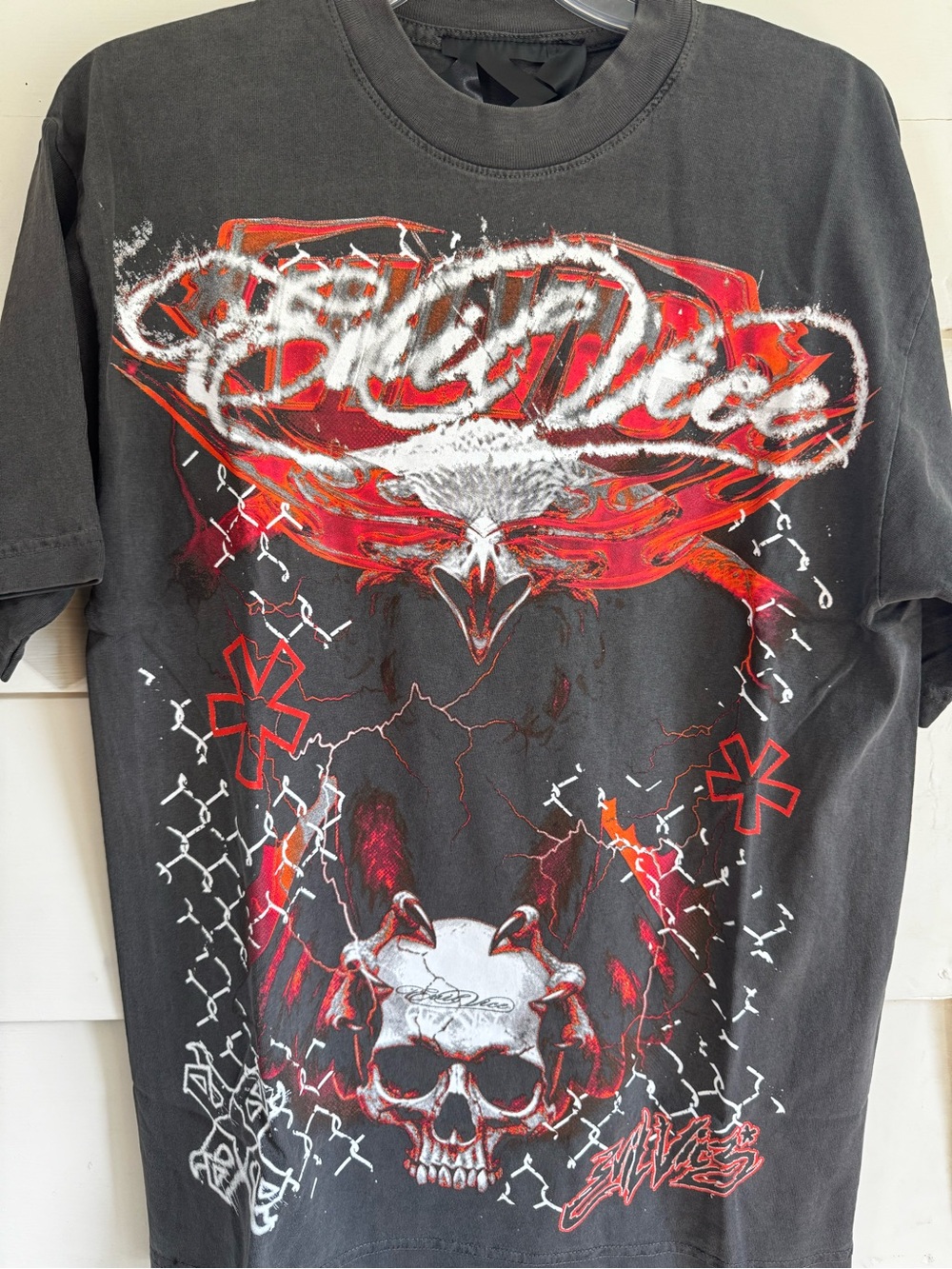 Evil Vice Heavyweight Graphic T-Shirt NWT Black Eagle Skull Streetwear Y2K Grung